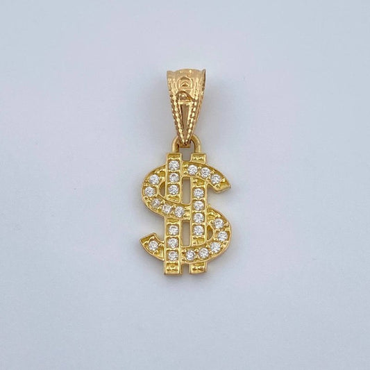 Dije Signo Dólar 0.7gr / 1.8cm / Oro Amarillo 18K &