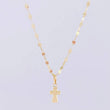 Set Cadena Flor Espejo + Dije Cruz / 1.25g / 45cm Oro Amarillo 18K
