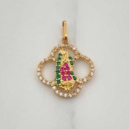 Dije Virgen Guadalupe Flor 2.1gr / 2.4cm / Oro Amarillo 18K