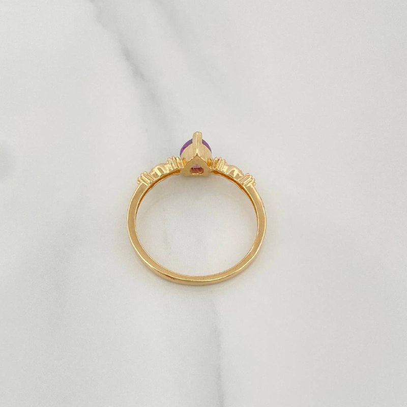 Anillo Solitario Gota 2.15 g / T7 Oro Amarillo 18K