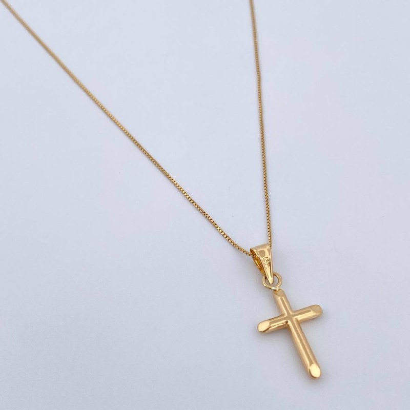 Set Cadena y Dije Veneciana + Cruz  1.45gr / Oro Amarillo 18K (Oferta) $