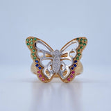 Anillo Mariposa Monarca 4.55gr / T7 1/4 / Dos Oros Amarillo Blanco 18K &