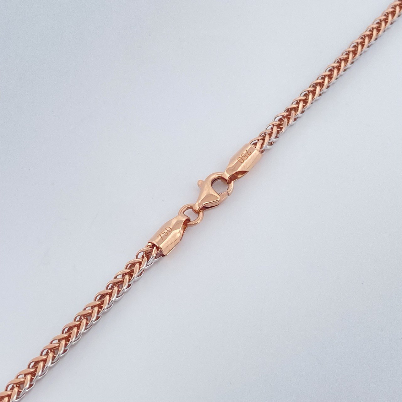 Cadena Franco 8.6gr / 60cm / Dos Oros Blanco Rosa +3 18K &