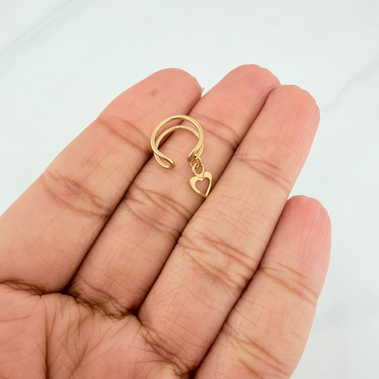 Piercing Simulador Corazon 0.85 g / 1.8 cm Oro Amarillo 18K
