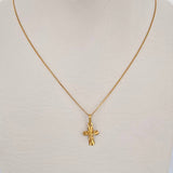 Set Cadena y Dije Veneciana + Cruz Cristo 1.5gr / Oro Amarillo 18K (Oferta) $