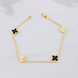 Pulso Trébol Intercalado Diamantados 3g / 18.9cm / 1.7mm Oro Amarillo 18K