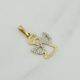 Dije Silueta Angel 1.45 g / 2.5 cm Dos Oros Amarillo Blanco 18K