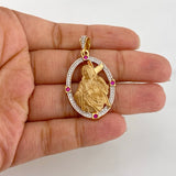 Dije Sagrado Corazon De Jesus 7.7 g / 4.3 cm Dos Oros Amarillo Blanco 18K