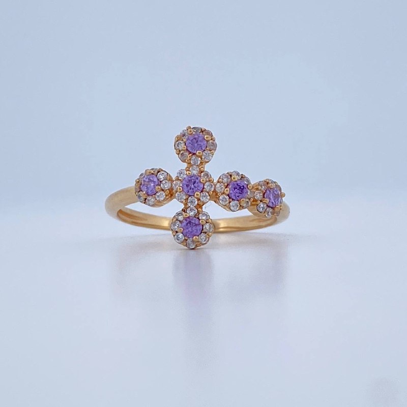 Anillo Cruz Tupida 2.3gr / T7 / Oro Amarillo 18K &