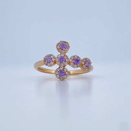 Anillo Cruz Tupida 2.3gr / T7 / Oro Amarillo 18K &