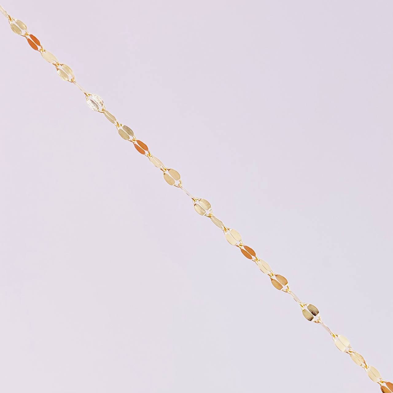 Set Cadena Flor Espejo + Dije Virgen Milagrosa / 1.3g / 45cm Oro Amarillo 18K