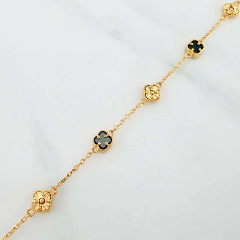 Pulso Trebol Aro Seguido 3.8 g / 22 cm / 4.8 mm Oro Amarillo 18K