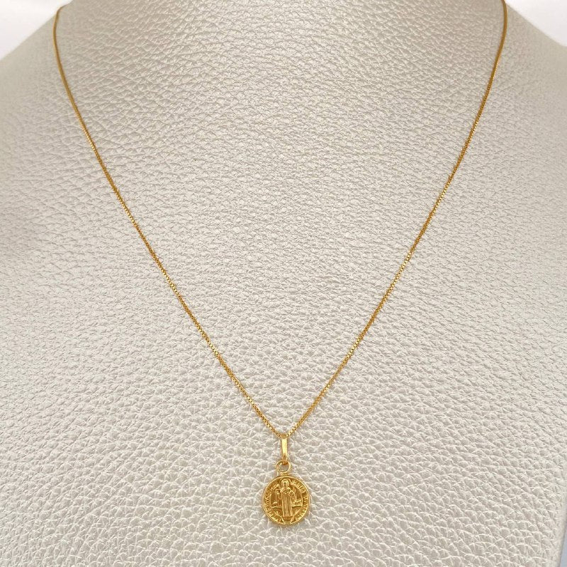 Set Cadena y Dije Veneciana + San Benito 1.45gr / Oro Amarillo 18K (Oferta) $