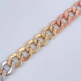 Pulso Cubana 7.2gr / 21.6cm / Tres Oros +3 14K Italy &