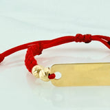 Pulsera Tejida Roja Placa Corona Oro Amarillo 18K