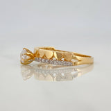 Anillo Solitario Carril Corazones 2.45 g / T6 1/4 Dos Oros Amarillo Blanco 18K