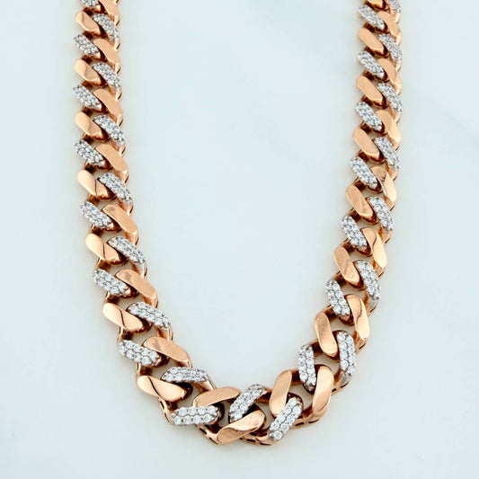 Cadena Cubana 28.1 g / 61 cm / 6.45 mm Oro Rosa 18K