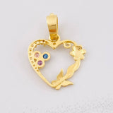 Dije Corazón Mariposa Flor 1.7g / 2cm Tres Oros 18K