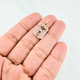 Dije Placa Cruz Cristo Milagroso De Buga 2.7 g / 2.3 cm Tres Oros 18K