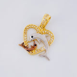 Dije Corazón Delfines 2.3g / 2.8cm Tres Oros 18K