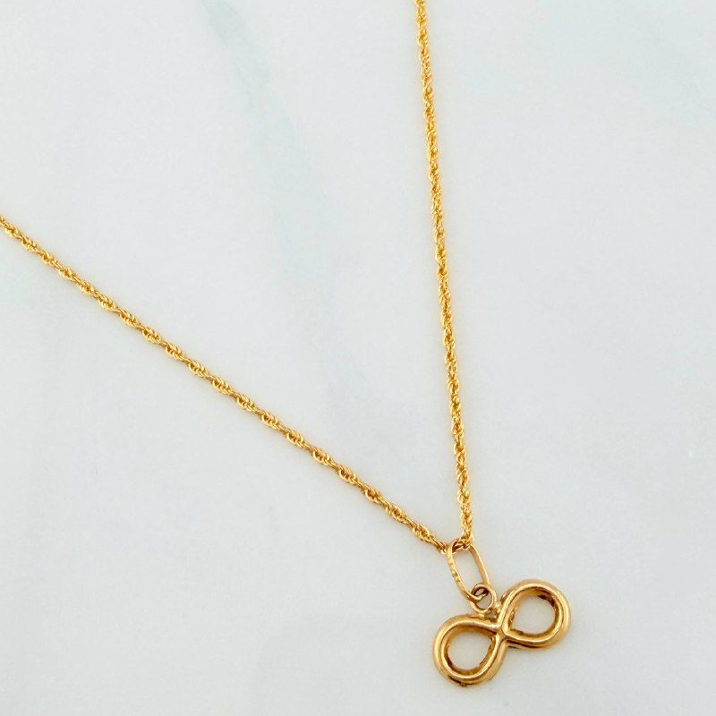 Set Cadena Lazo + Dije Infinito / 1,4 gr / 50 cm Oro Amarillo 18K