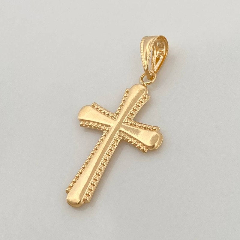 Dije Cruz Bordeada 0.9gr / 3cm / Oro Amarillo 18K &