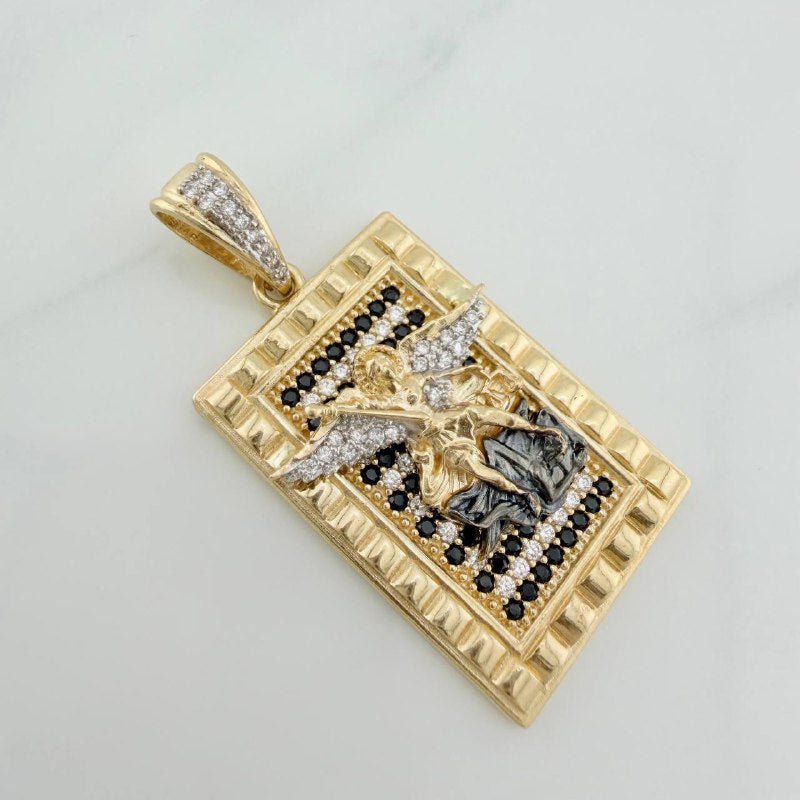 Dije Placa San Miguel Arcangel 10.35 g / 4.1 cm Tres Oros 18K