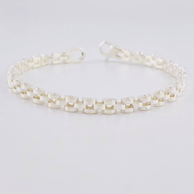 Pulso Eslabones Curvos 12.5g / 20.8cm / 5.1mm Plata 925