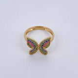 Anillo Mariposas En Relieve 2.5gr / T6 1/4 / Oro 18K $