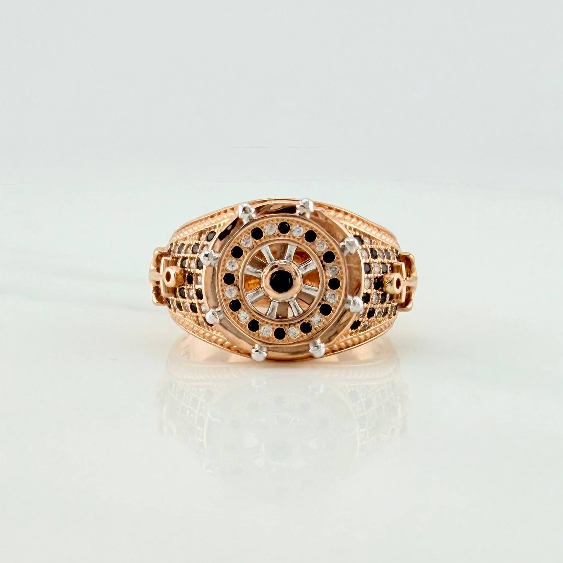 Anillo Timon Movil 9.3 g / T10 Dos Oros Blanco Rosa 18K
