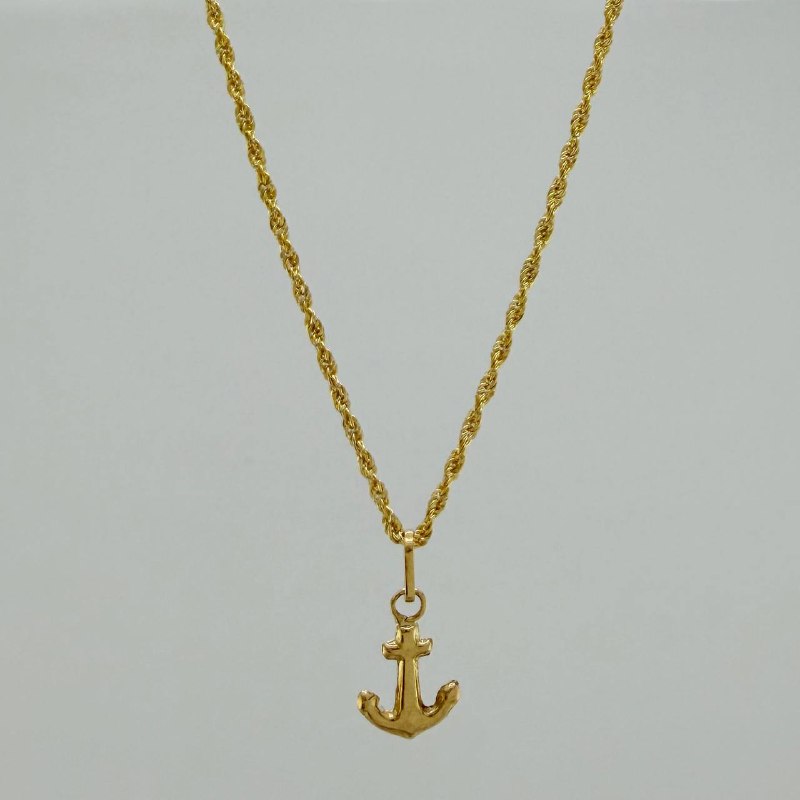 Set Cadena Lazo + Dije Ancla / 1,15 gr / 45 cm Oro Amarillo 18K