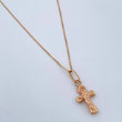 Set Cadena y Dije Veneciana + Cruz Cristo 1.5gr / Oro Rosa 18K (Oferta) $