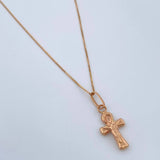 Set Cadena y Dije Veneciana + Cruz Cristo 1.5gr / Oro Rosa 18K (Oferta) $