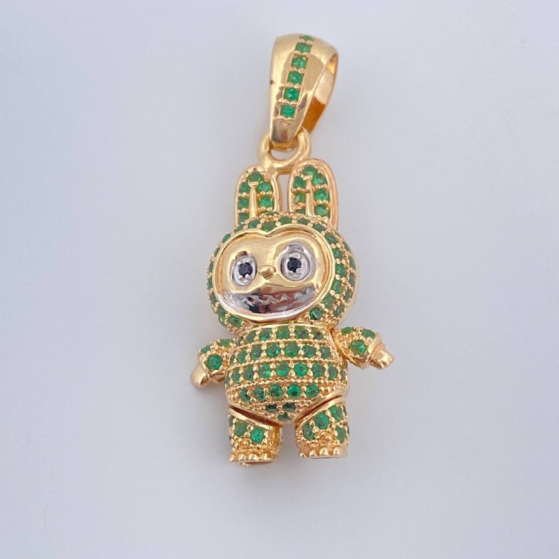 Dije Conejo Sonriente 5.95gr / 3.5cm / Dos Oros Amarillo Blanco 18K &