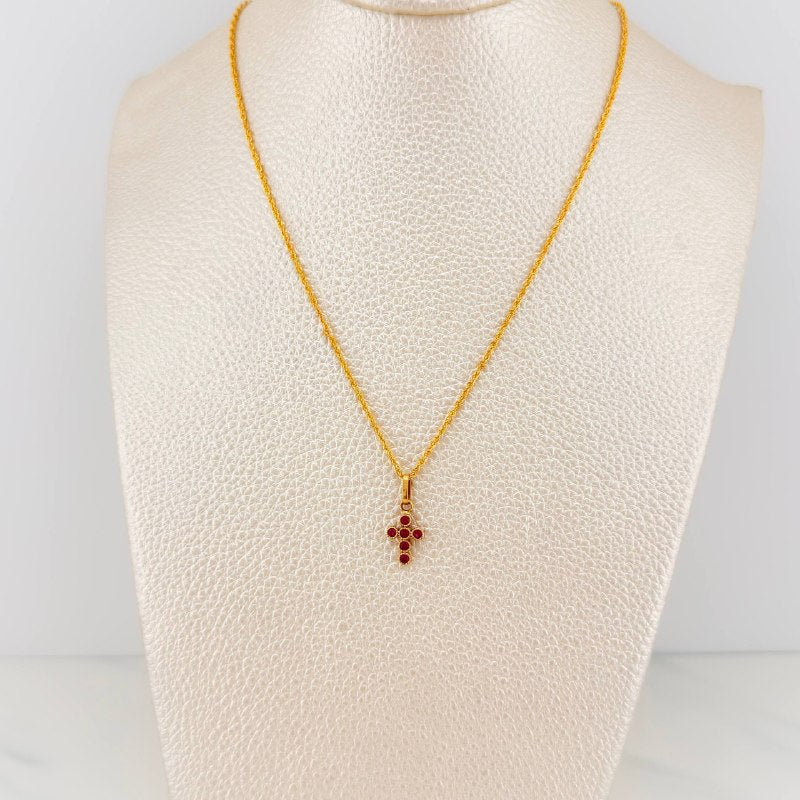 Set Cadena Lazo + Dije Cruz / 1,5 gr / 50 cm Oro Amarillo 18K
