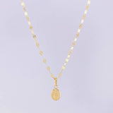 Set Cadena Flor Espejo + Dije Virgen Milagrosa / 1.25g / 45cm Oro Amarillo 18K