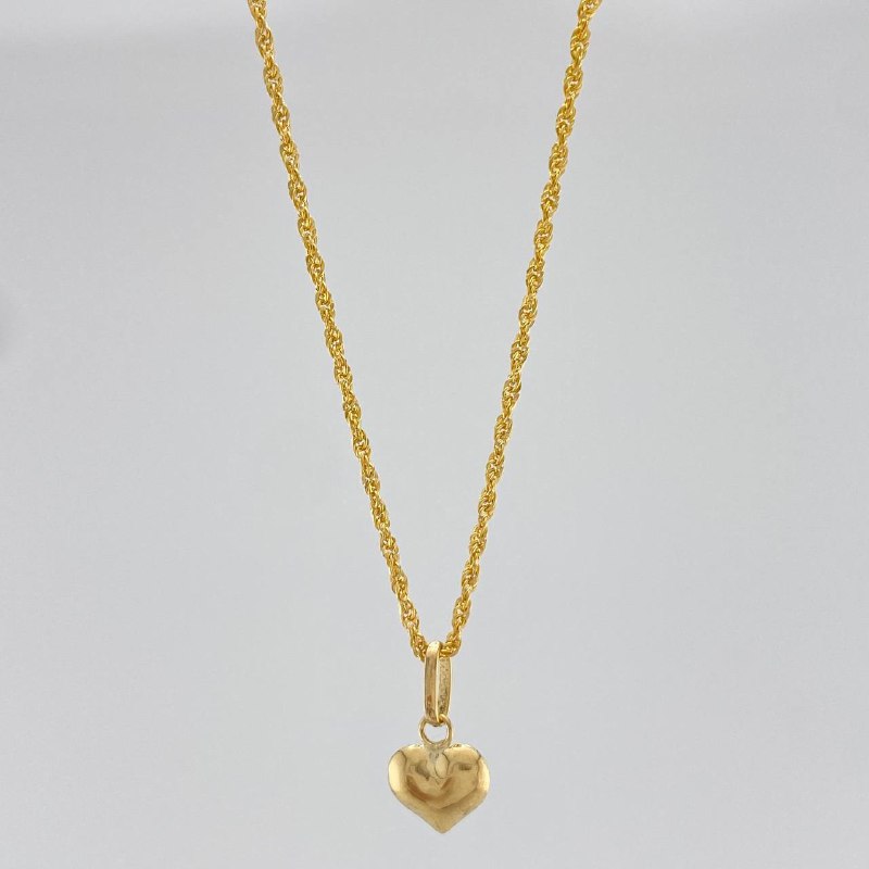 Set Cadena Lazo + Dije Corazón / 1,3 gr / 45 cm Oro Amarillo 18K