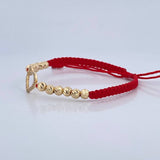 Pulsera Tejida Roja Corazon 1.9gr / Oro 18K &