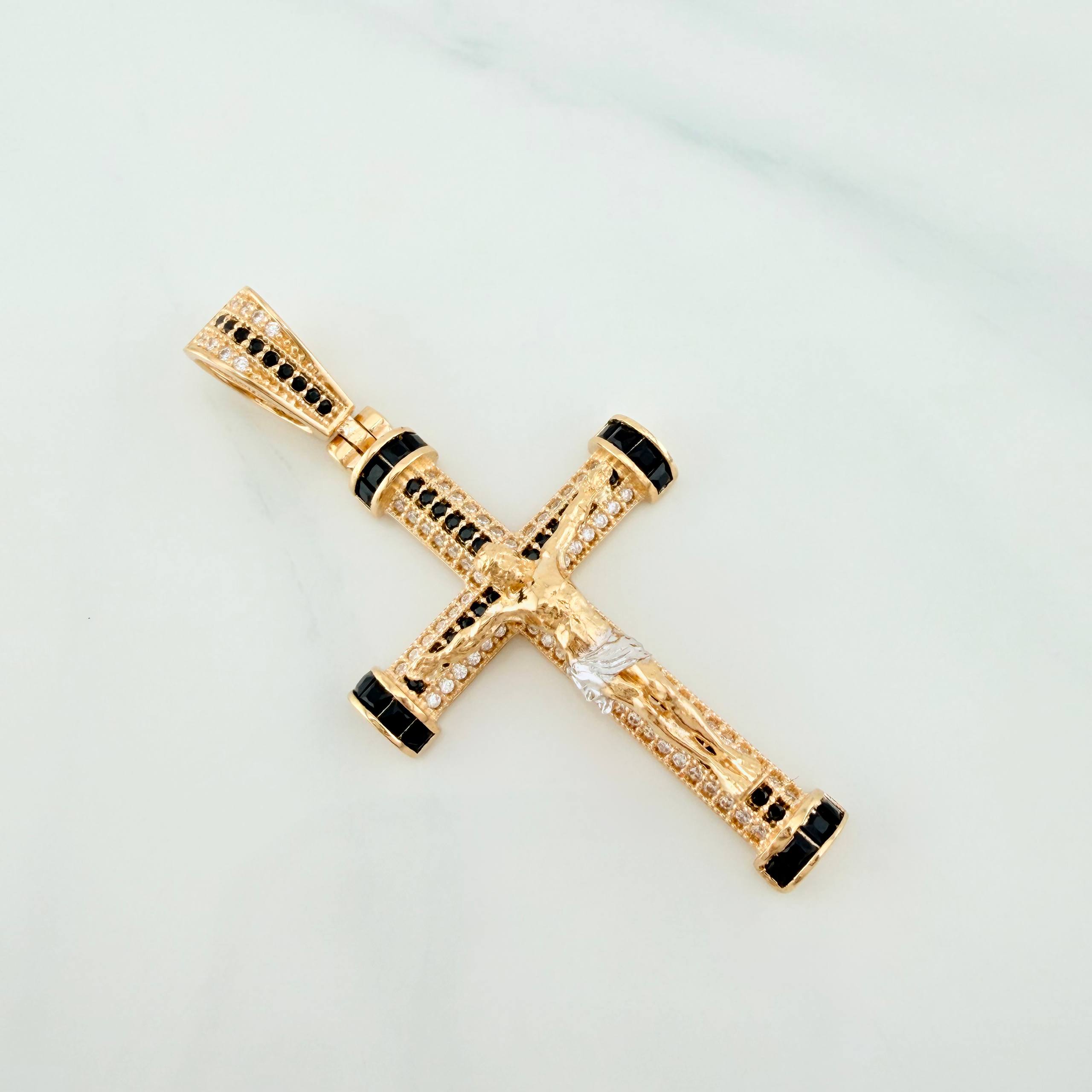 Dije Cruz Cristo 7.9 g / 5.2 cm Dos Oros Amarillo Blanco 18K