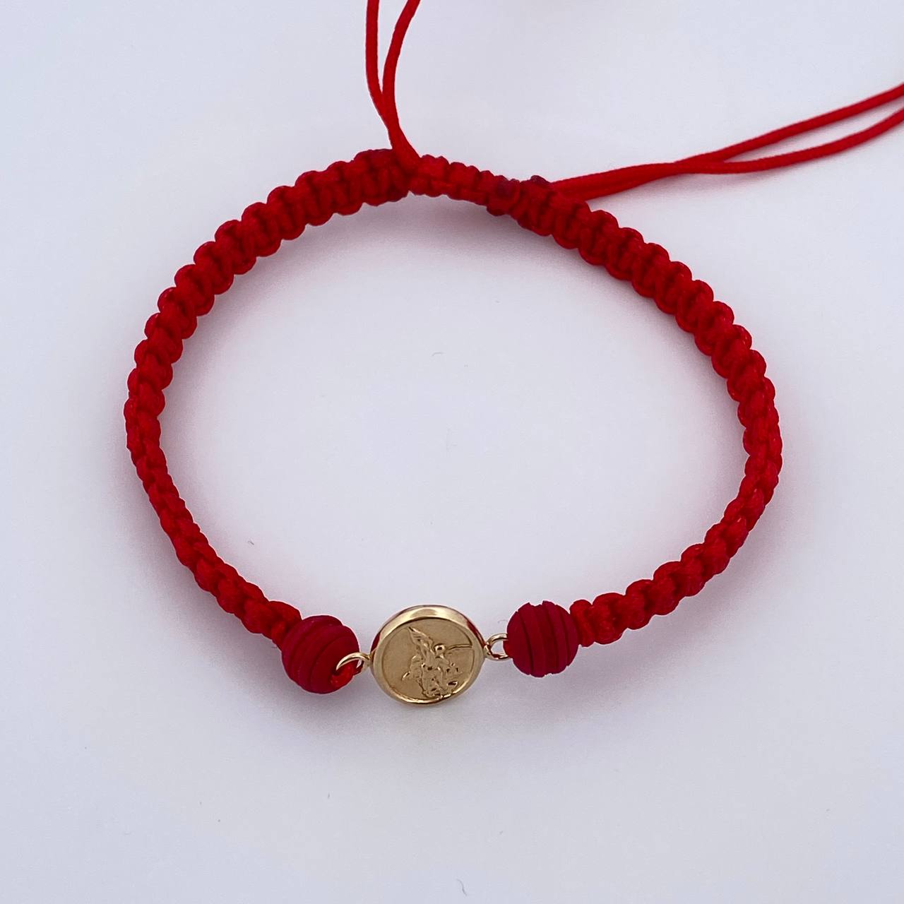 Pulsera Tejida Roja San Miguel Arcángel 0.6gr / Oro Amarillo 18K $