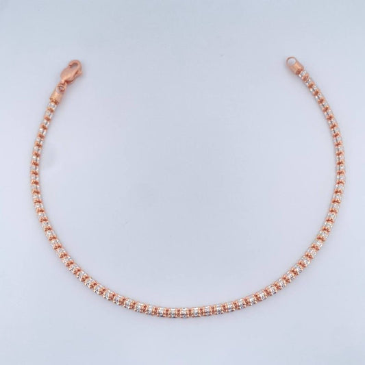 Pulso Ice 4.7gr / 20.5cm / Dos Oros Blanco Rosa +4 14K Italy $