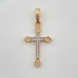 Dije Cruz Rombo 1.45gr / 3.2cm / Dos Oros Amarillo Blanco 18K &