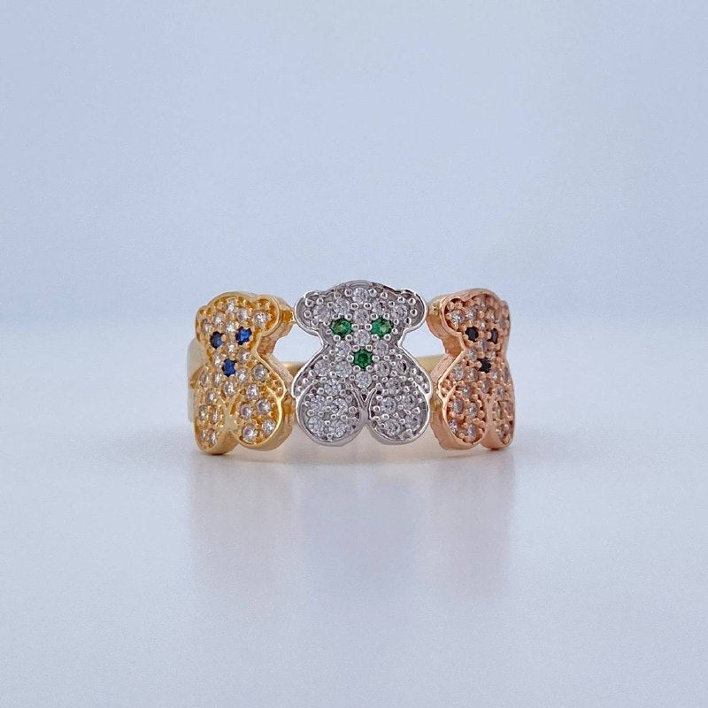 Anillo Trio Osos 4.1gr / T8 / Tres Oros 18K &