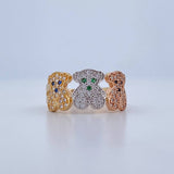 Anillo Trio Osos 4.1gr / T8 / Tres Oros 18K &