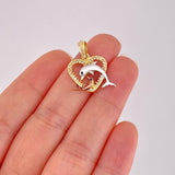 Dije Corazón Delfines 2.3g / 2.8cm Tres Oros 18K