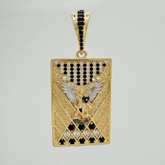 Dije Placa San Miguel Arcangel 9.05 g / 4.3 cm Tres Oros 18K