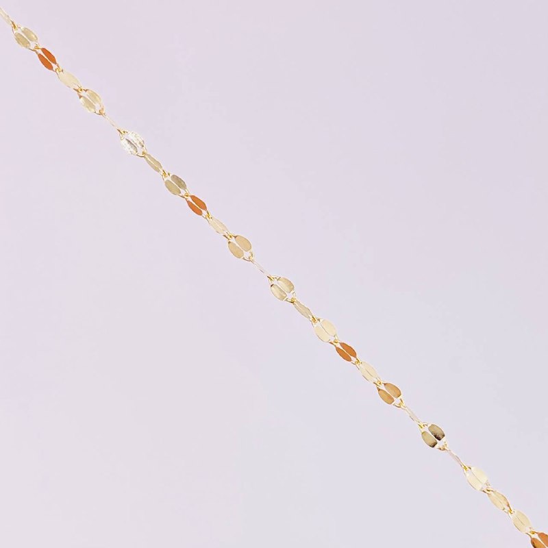 Set Cadena Flor Espejo + Dije Virgen Milagrosa / 1.25g / 45cm Oro Amarillo 18K