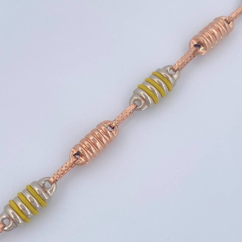 Tobillera Rustica Barril 6.35gr / 25.3cm / Dos Oros Blanco Rosa 18K $