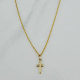 Set Cadena Lazo + Dije Cruz / 1,2 gr / 45 cm Oro Amarillo 18K