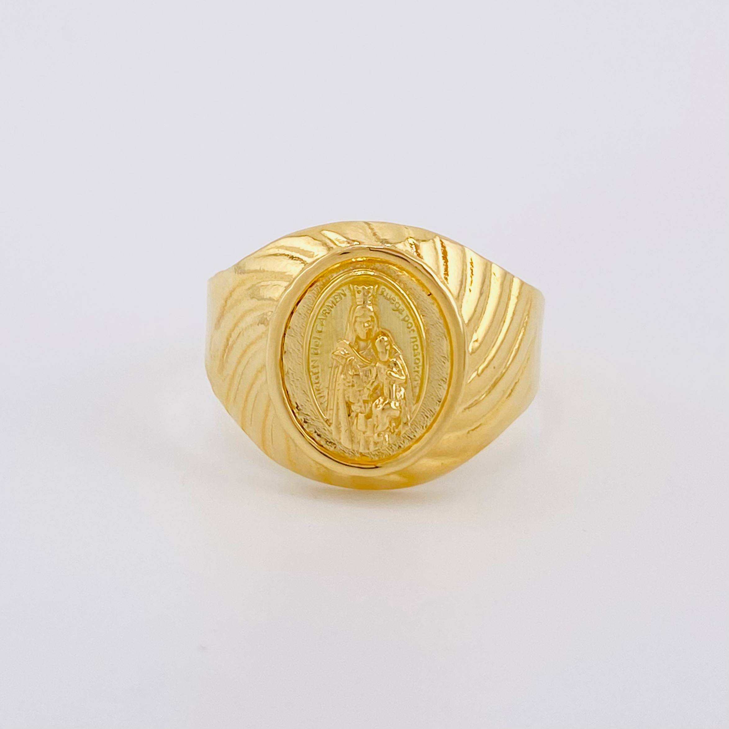 Anillo Virgen del Carmen 3.5g / T10 3/4 Oro Amarillo 18K